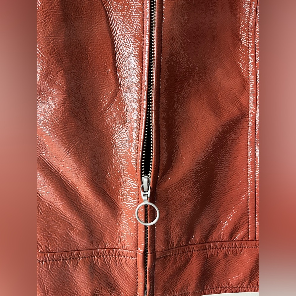 SOLD Aritzia Wilfred Tempest Cropped Vinyl Jacket with Shearling Collar - Picture 7 of 8